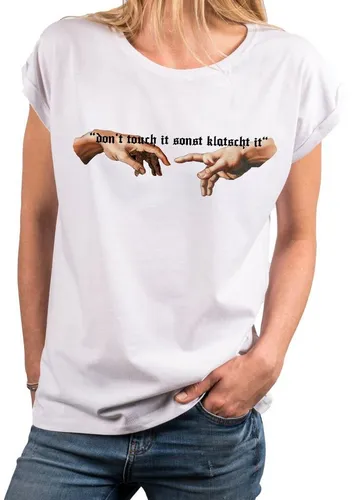 MAKAYA Print-Shirt Damen Sprücheshirt Druck Spruch lustige Sprüche Top Tunika Aufdruck Frauen, Mädchen