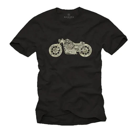 MAKAYA Print-Shirt Herren Motorrad Biker Motiv Coole Männer Geschenke Motorradfahrer mit Druck, aus Baumwolle