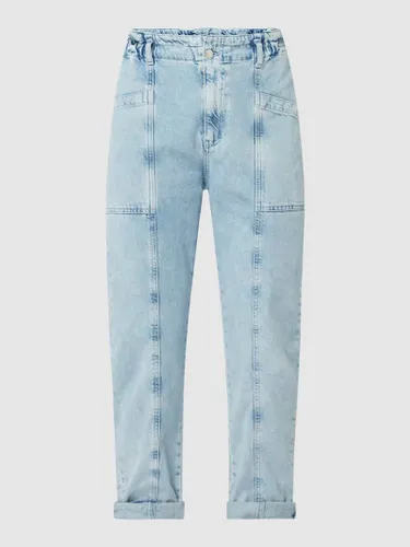 Mango Cropped High Waist Jeans aus Baumwolle Modell 'Angela' in Jeansblau