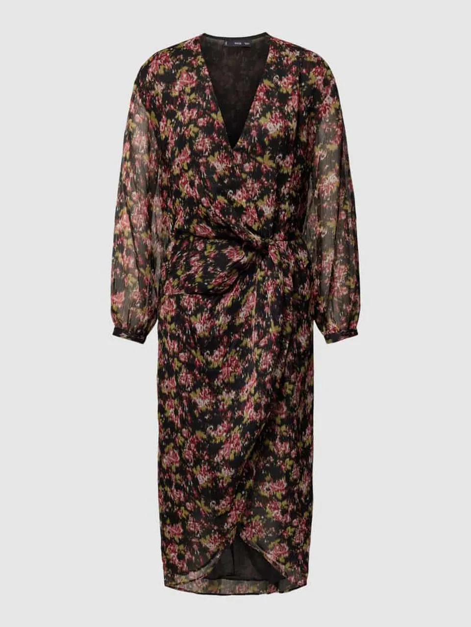 Mango Knielanges Kleid mit floralem Allover-Muster Modell 'CAROL' in Black