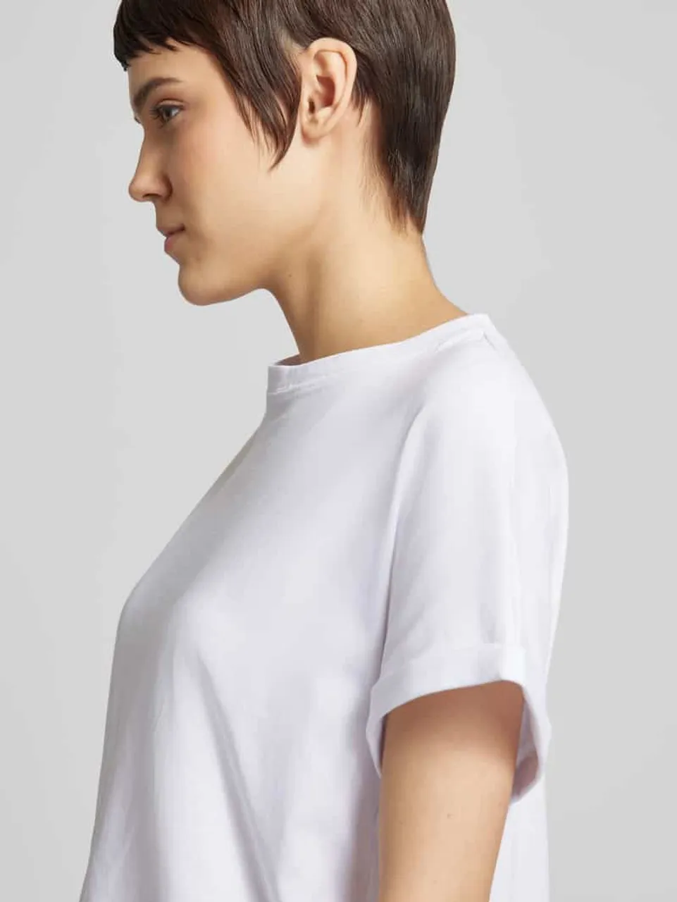 Mango T-Shirt in unifarbenem Design Modell 'SEVILLA' in Weiss