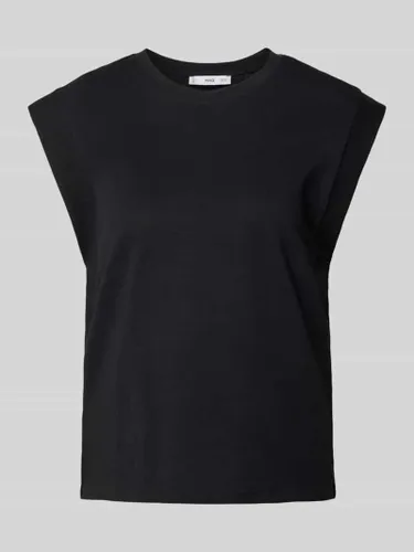 Mango T-Shirt mit geripptem Rundhalsausschnitt Modell 'VIRI' in Black