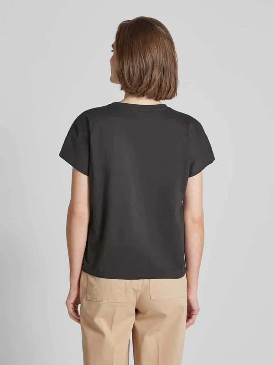 Mango T-Shirt mit Lochstickerei Modell 'LOTUS' in Anthrazit