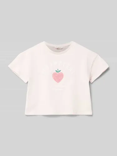 Mango T-Shirt mit Statement-Print Modell 'berry' in Hellrosa