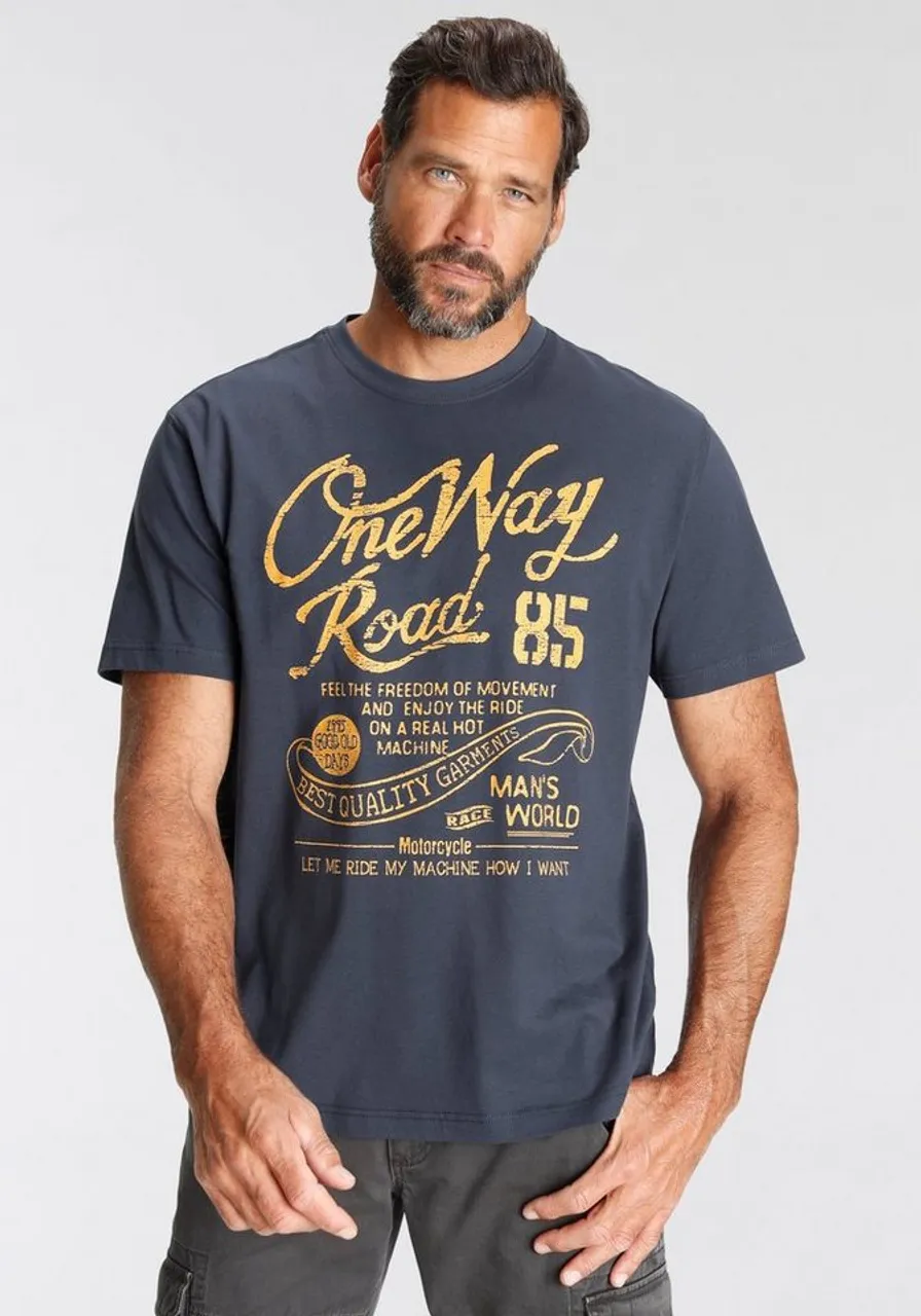 Man's World T-Shirt mit Print in Used-Optik
