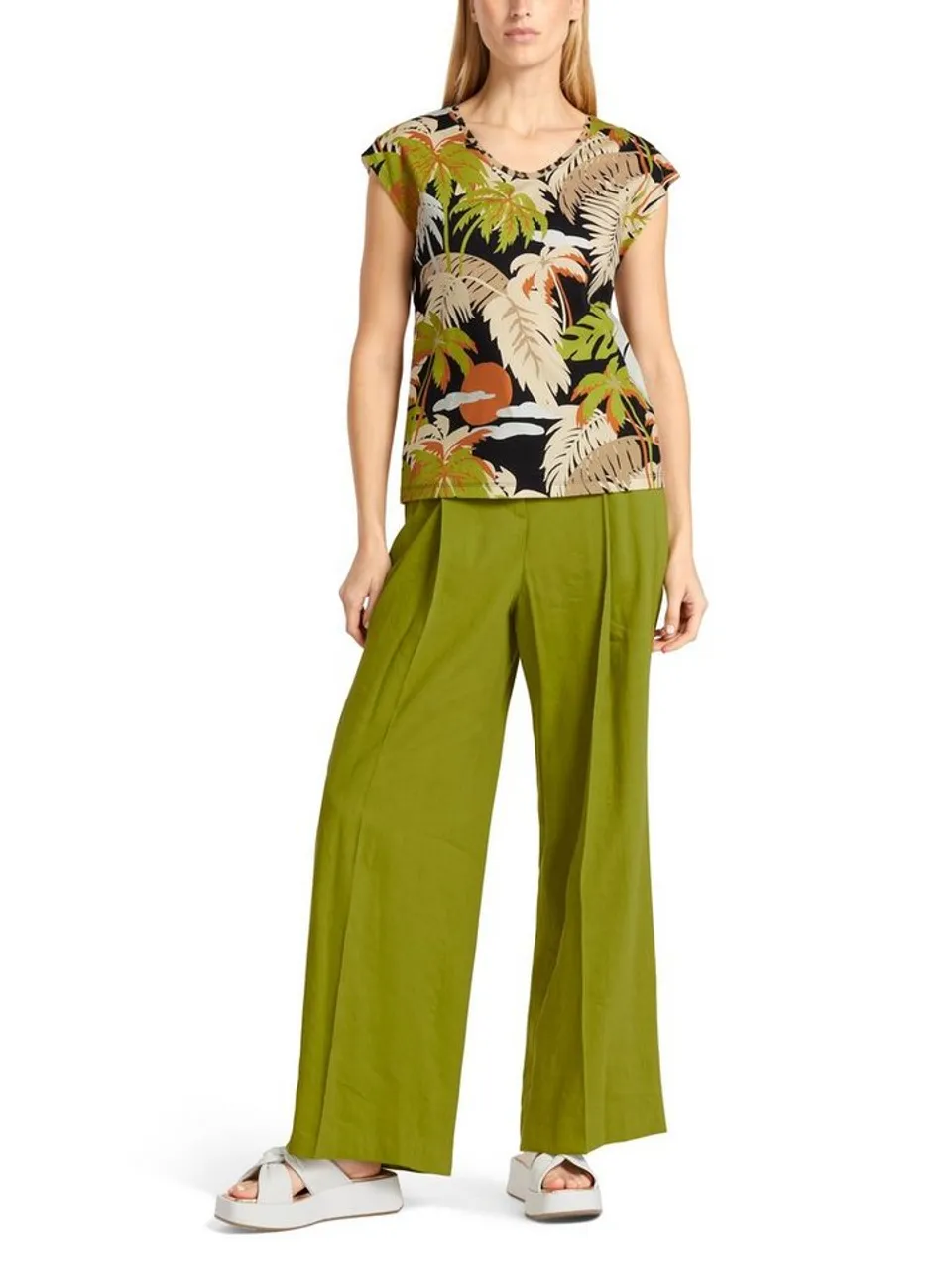 Marc Cain Collections T-Shirt Damen Baumwolle V-Ausschnitt mehrfarbig  gemustert 618195-0001-00360 - Preise vergleichen