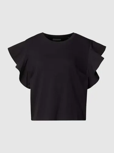 Marc O'Polo Denim T-Shirt mit Volantärmeln in Black