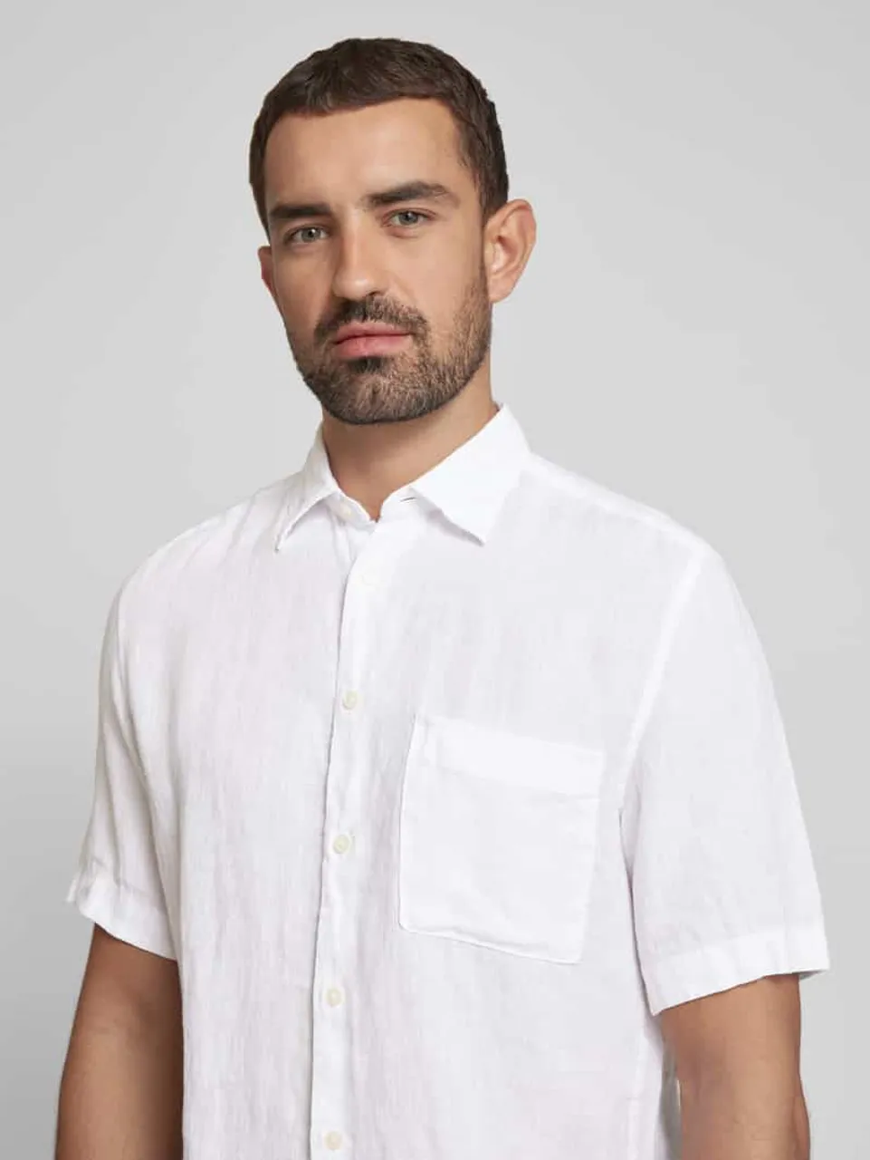 Marc O'Polo Regular Fit Freizeithemd aus Leinen mit Brusttasche in Weiss