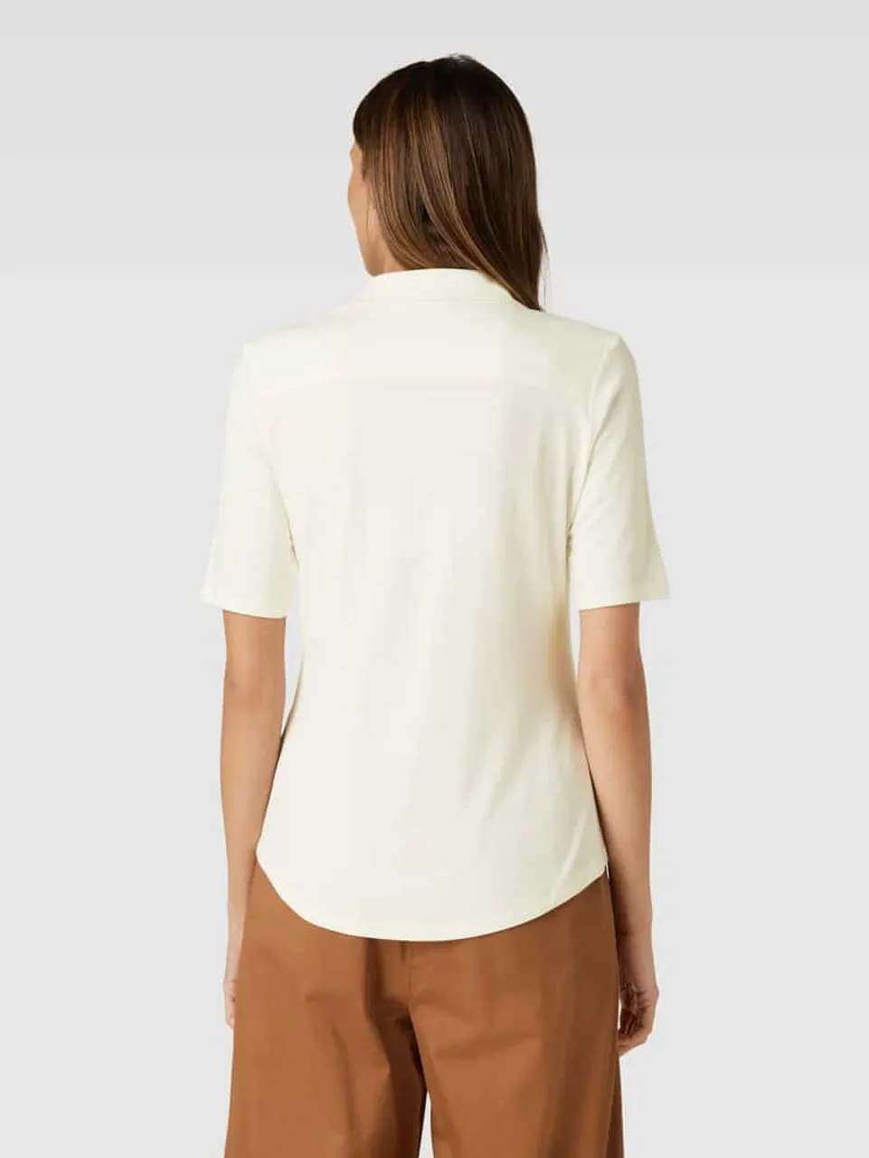 Marc O'Polo T-Shirt mit durchgehender Knopfleiste in Offwhite
