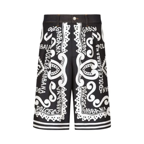 Marina Print Denim Shorts Dolce & Gabbana