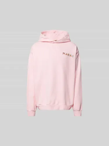 Marni Oversized Hoodie mit Label-Print in Rosa