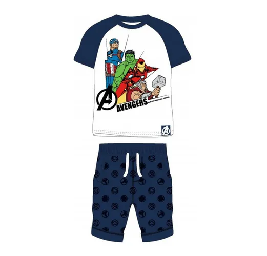 MARVEL Shirt & Hose Avengers Bekleidungsset für Jungen: Kurzes Shirt und Hose in Weiß/Blau (Set, 2-tlg)