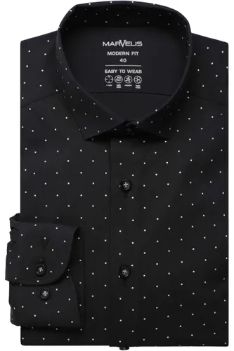 Marvelis Dynamic Flex Modern Fit Hemd schwarz, Gepunktet