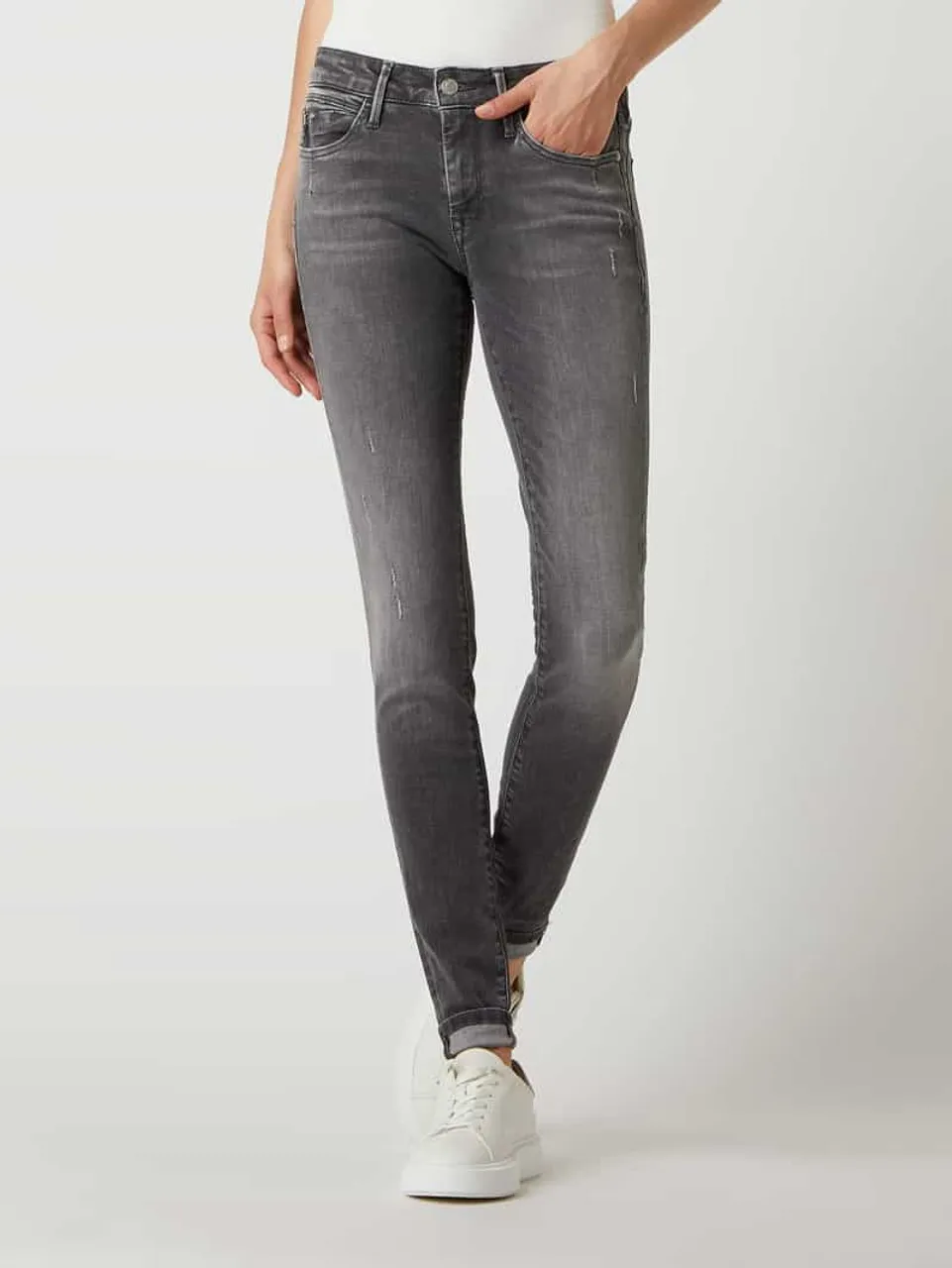 Mavi Jeans Super Skinny Fit Jeans mit Stretch-Anteil Modell 'Adriana' in Dunkelgrau