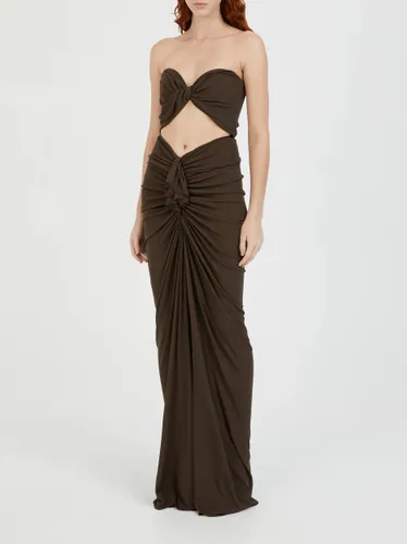 Maxikleid mit Cut-Out Taupe