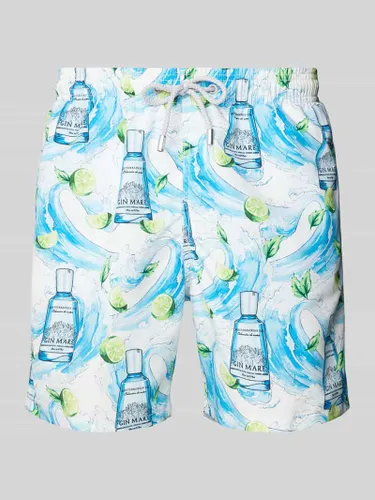 MC2 Saint Barth Badehose mit Allover-Muster Modell 'GUSTAVIA' in Weiss