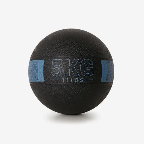 Medizinball 5 kg Gummi - schwarz/blau