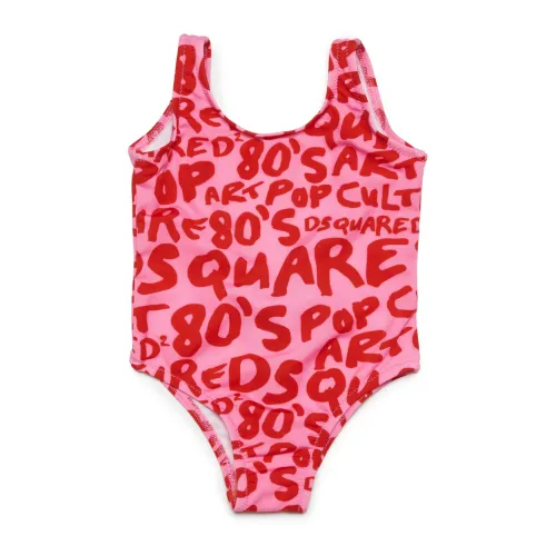 Meer Pink Grafikdruck Badeanzug,Sprouse Grafischer Einteiler Dsquared2