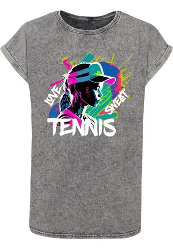 Merchcode T-Shirt Merchcode Damen Ladies Tennis Love, Sweat - Acid Washed T-Shirt (1-tlg)