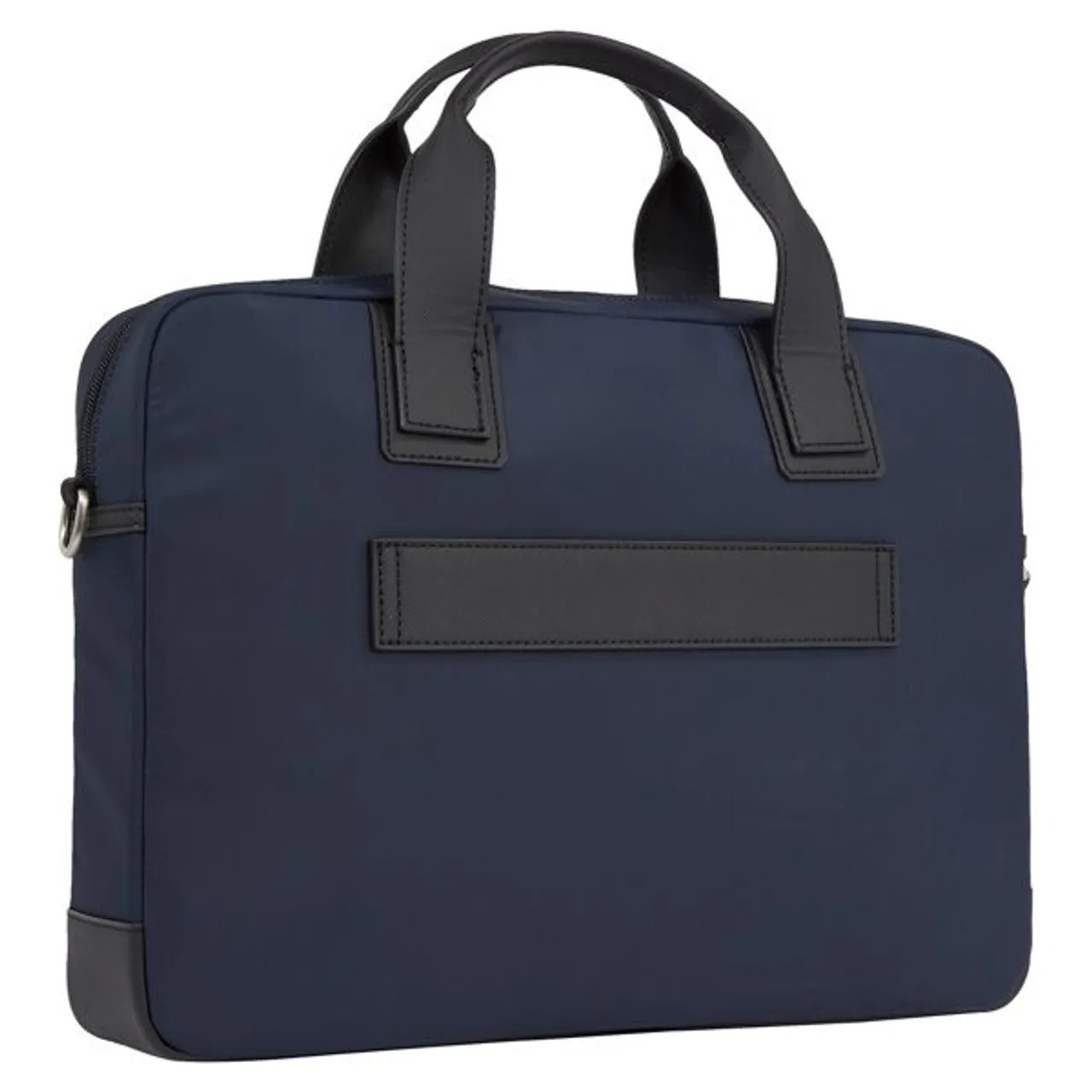 Messenger Bag TOMMY HILFIGER "TH ELEVATED NYLON COMPUTER BAG" Gr. B/H/T: 40 cm x 30 cm x 9 cm, blau (dunkelblau) Damen Taschen Businesstaschen