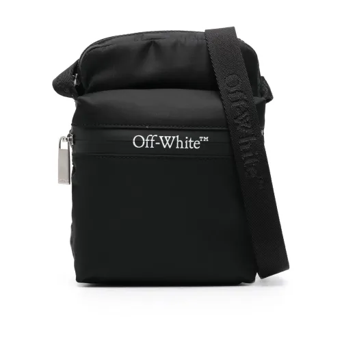 Messenger Bags,Schwarze Crossbody-Tasche mit Logo-Gurt Off White