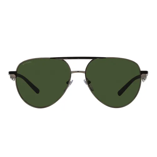 Metall Pilotenbrille mit dunkelgrünen Gläsern Bvlgari