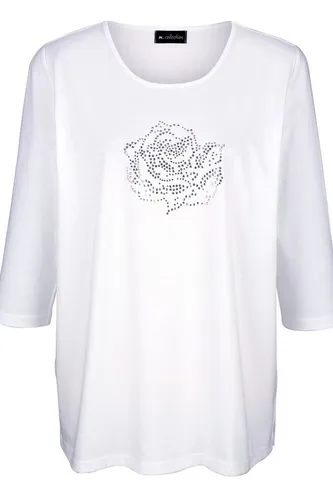 meyermode Rundhalsshirt T-Shirt Rosen-Motiv Rundhals 3/4-Ärmel