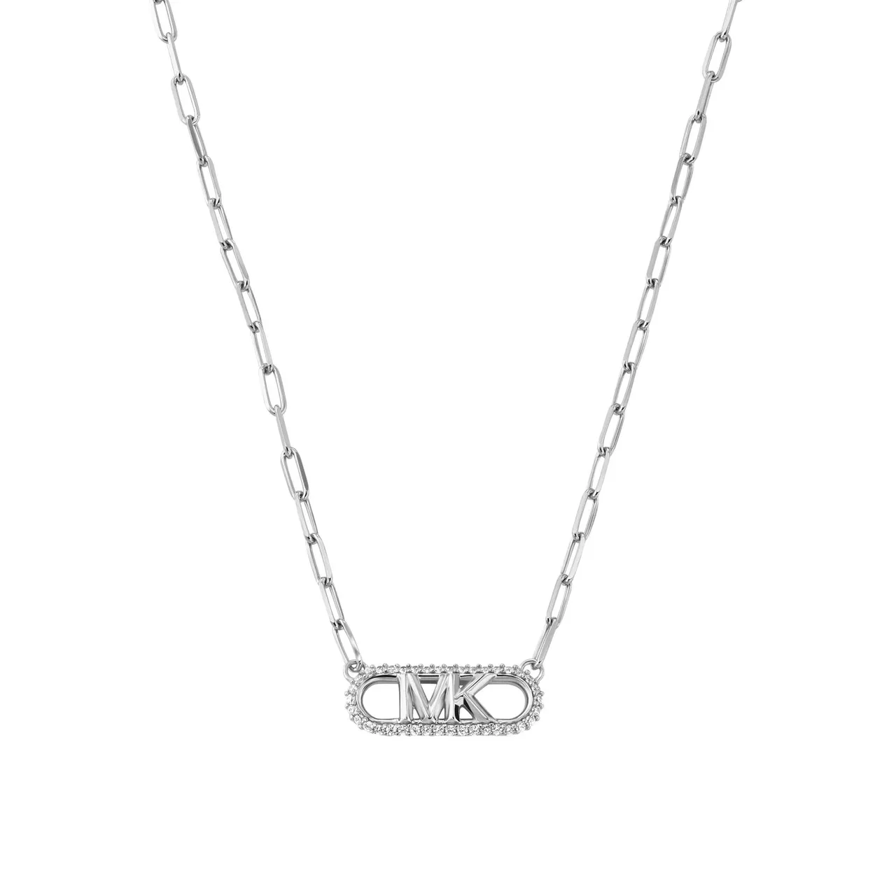 Michael Kors Halskette - Sterling Silver Pavé Empire Link Pendant Necklace - Gr. unisize - in Silber - für Damen