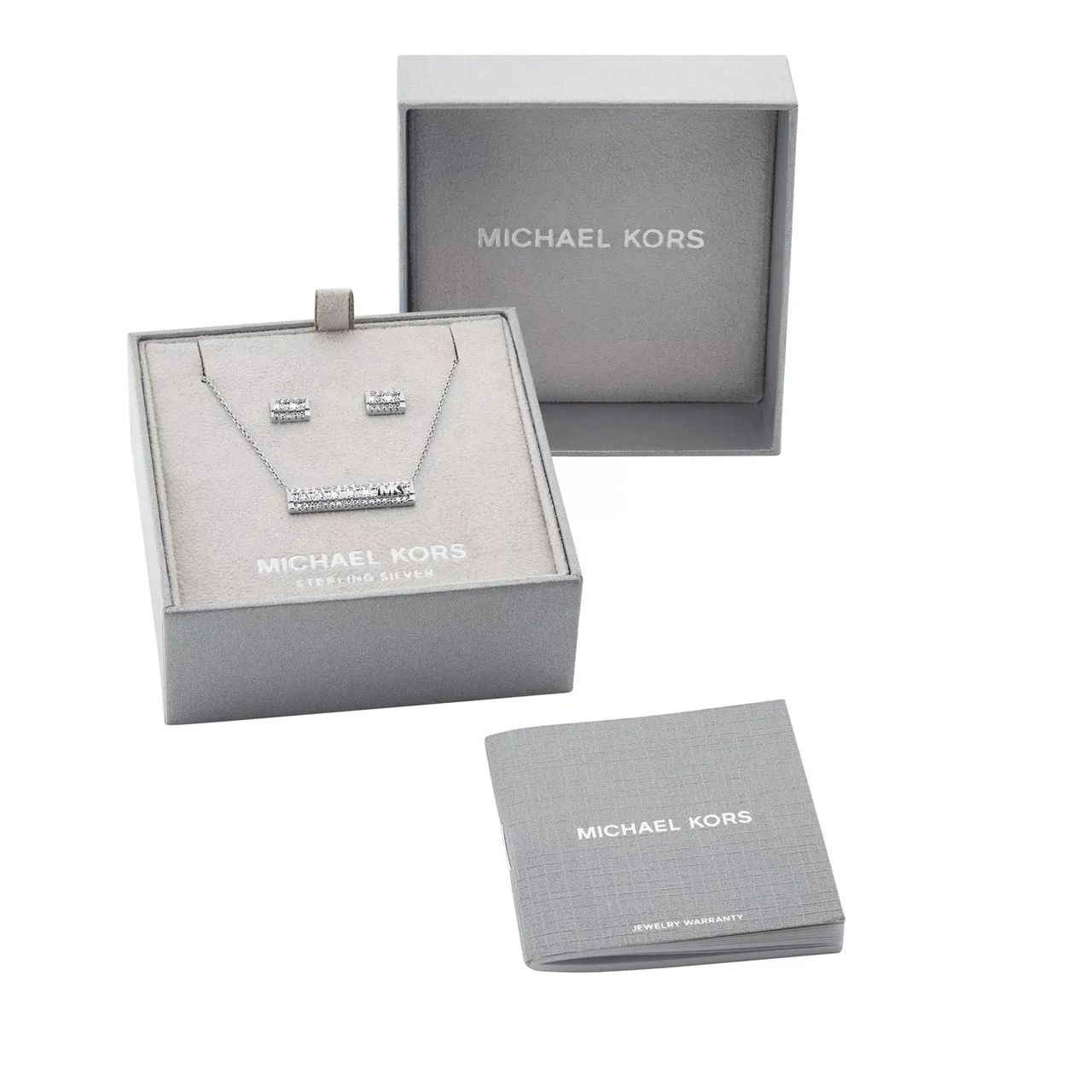 Michael Kors Ohrringe - Tapered Baguette Bar Pendant and Earrings Giftset - Gr. unisize - in Silber - für Damen