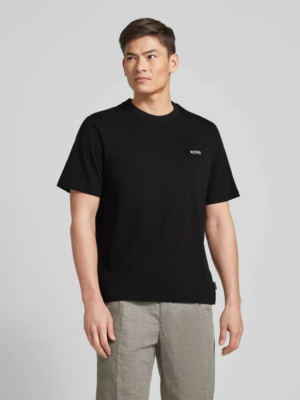 Michael Kors T-Shirt mit Label-Patch in Black