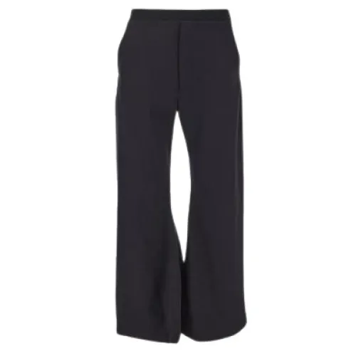 Midnight Blue Flared Cotton Trousers MM6 Maison Margiela
