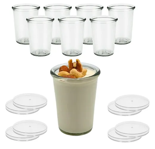 mikken Joghurtgläser 8er Set Dessertgläser 150 ml Joghurtglas mit Frischhaltedeckel, (8er Set)