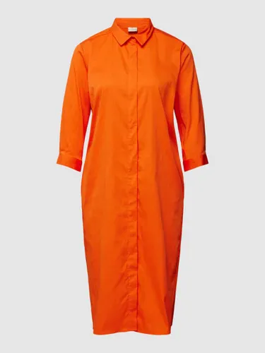 Milano Italy Knielanges Hemdblusenkleid mit 3/4-Arm in Orange