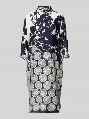 Milano Italy Knielanges Kleid mit Allover-Print in Marine
