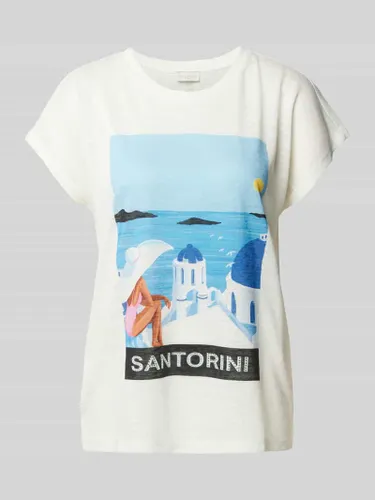 Milano Italy T-Shirt aus Viskose-Mix mit Motiv-Print in Offwhite