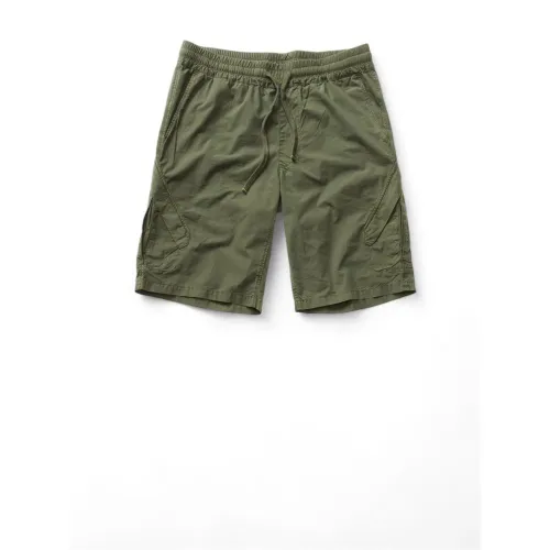 Militärgrüne Bermuda-Shorts mit Seitentaschen Blauer