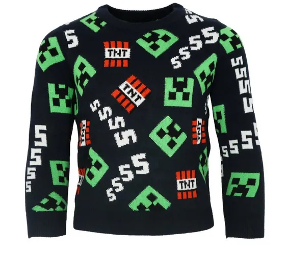 Minecraft Sweater Minecraft Creeper TNT Kinder Jungen Pulli Pullover Gr. 116 bis 152