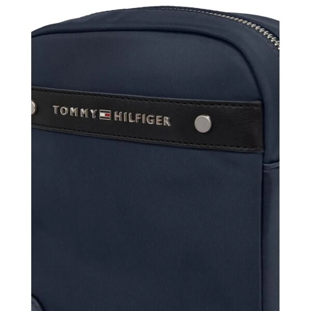 Mini Bag TOMMY HILFIGER "TH CENTRAL REPREVE MINI REPORTER" Gr. B/H/T: 16 cm x 19,5 cm x 6,5 cm, blau (dunkelblau) Damen Taschen