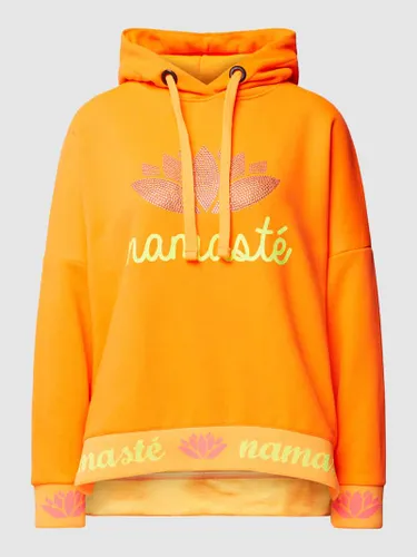 miss goodlife Hoodie mit Statement-Print Modell 'NAMASTE' in Neon Orange