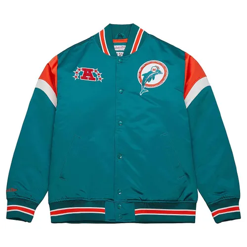 Mitchell And Ness NFL Heavyweight Satin Jacket Miami Dolphins, Dolphins Blau S