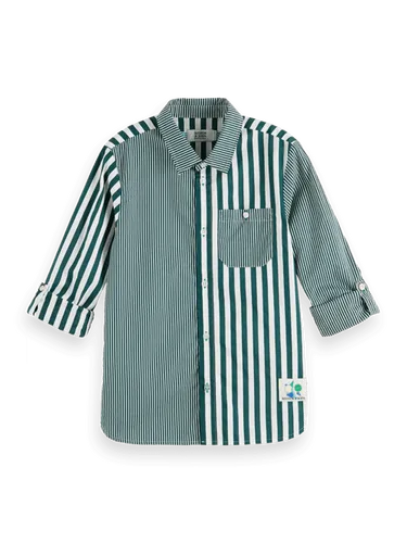 Mix and match printed stripe long-sleeved shirt - Größe 8 - Multicolor - Junge - Hemd - Scotch & Soda