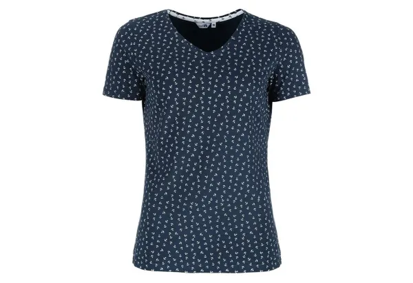 modAS Kurzarmshirt Damen T-Shirt Maritim mit Anker-Print und V-Ausschnitt