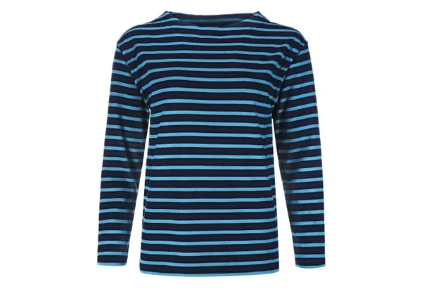 modAS Langarmshirt Damen Bretonisches Shirt U-Boot Ausschnitt - Ringelshirt Baumwolle