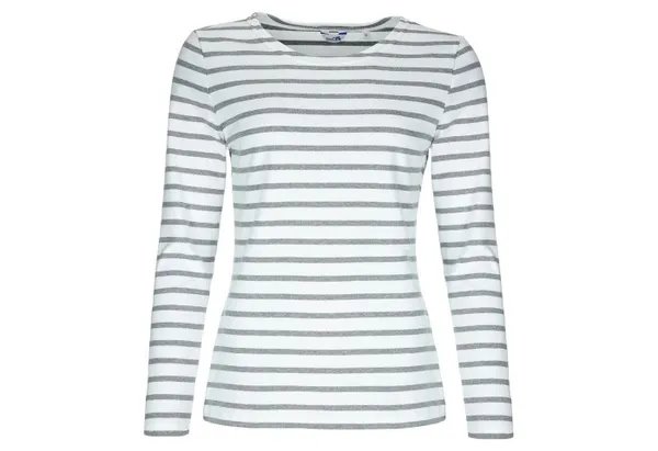 modAS Langarmshirt Damen Langarm-Shirt mit Streifen Bretonisches Streifenshirt Baumwolle