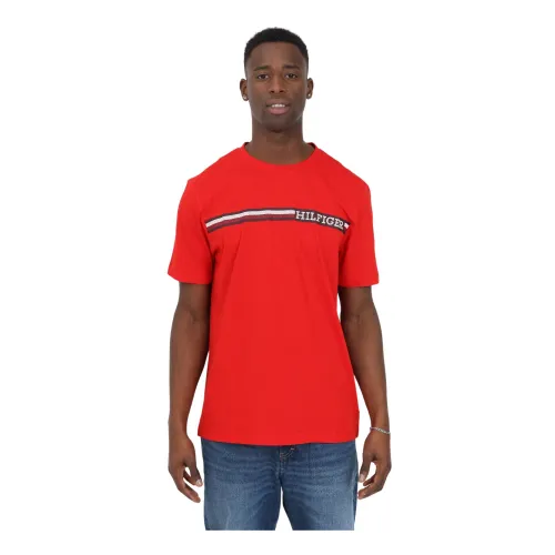 Modernes Monogramm Rotes Herren T-Shirt Tommy Hilfiger