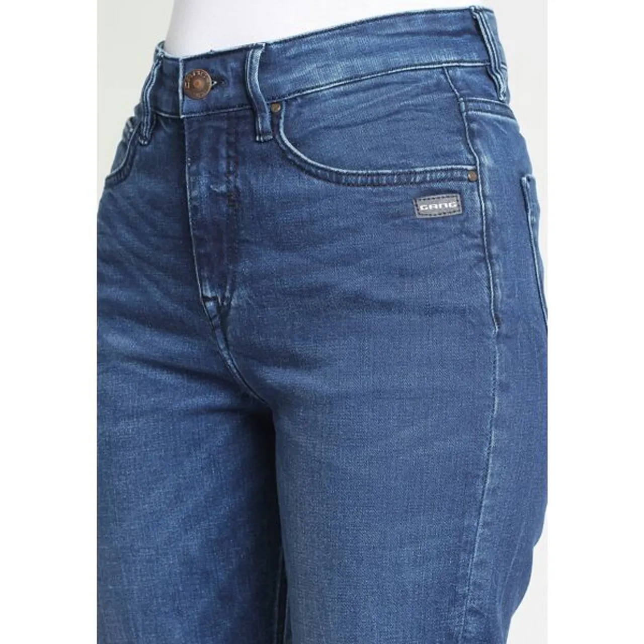 Mom-Jeans GANG "94GLORIA CROPPED" Gr. 26 (34), N-Gr, blau (dark water (mid blue)) Damen Jeans Mom mit Stretch für die perfekte Passform