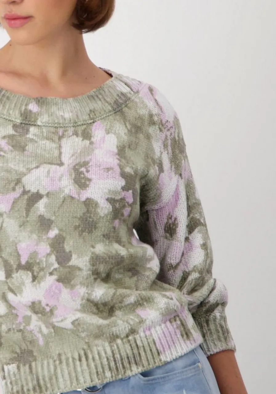 Monari 3/4 Arm-Pullover mit Blumendruck
