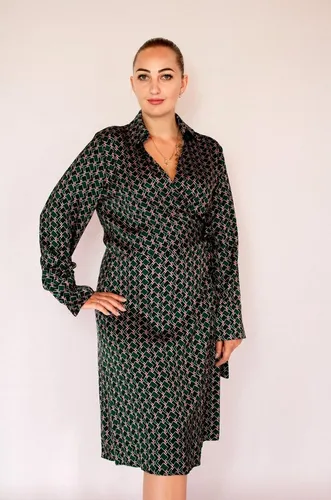 MonCaprise by Clothè Wickelkleid Langarm Kleid 100% Viskose One Size Seidenglanz edle Optik