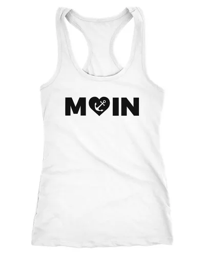 MoonWorks Tanktop Damen Tanktop Moin Love Herz mit Anker Racerback Tank Top ärmelloses Shirt Trägershirt Moonworks®