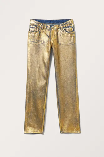 Moop Goldene Jeans Mit Mittlerer Bundhöhe - Goldfarben